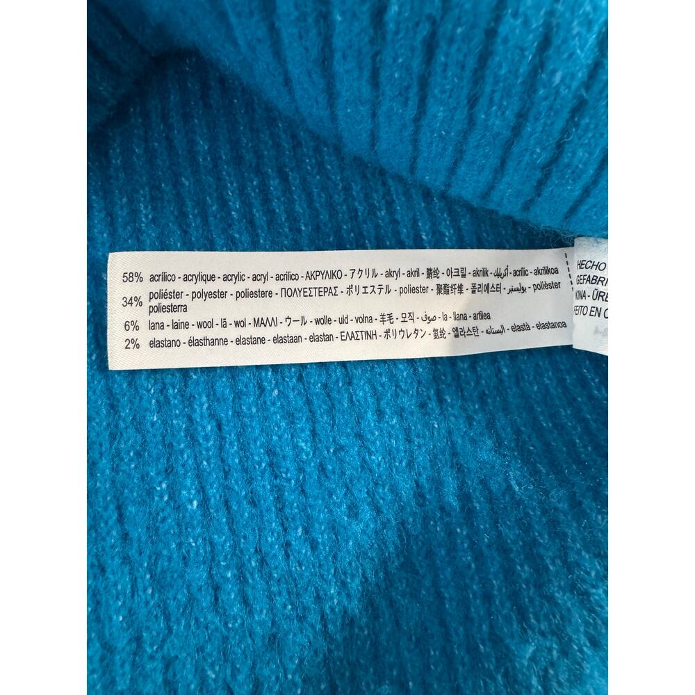 Zara Blue Soft Ribbed Knit Wool Blend Turtleneck Oversized Sweater Size S - Picture 7 of 7